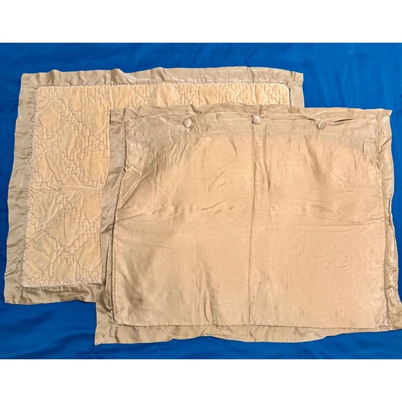 Pottery Barn Washed Velvet Silk Diamond Quilted Pillow Shams Camel Gold Standard - Picture 2 of 4